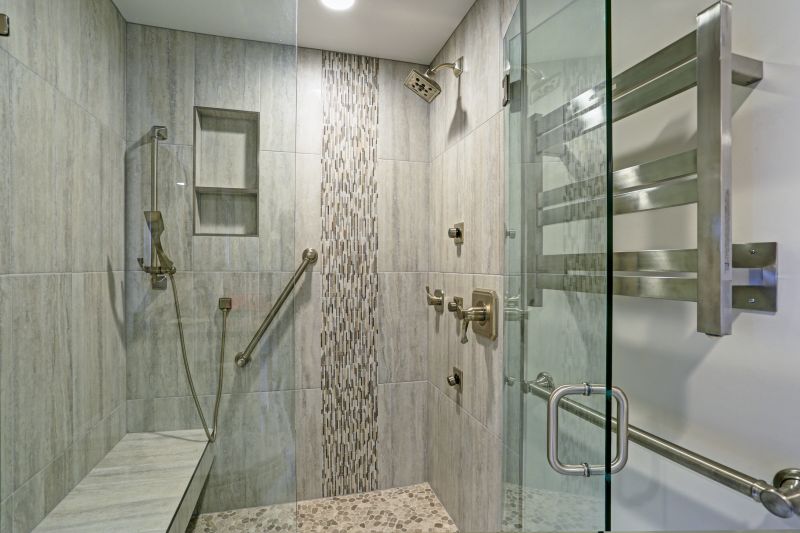 Large Tile Pattern in Contemporary Shower